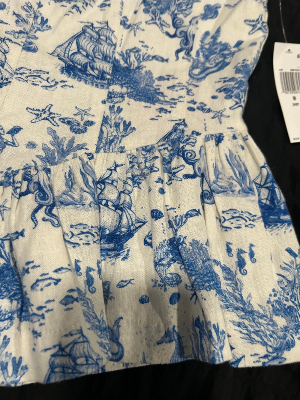Avec Les Filles Blue and White Nautical Print Peplum Camisole - Picture 5 of 6